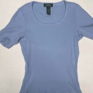 Ralph Lauren Women's Soft Blue Short Sleeve Tee